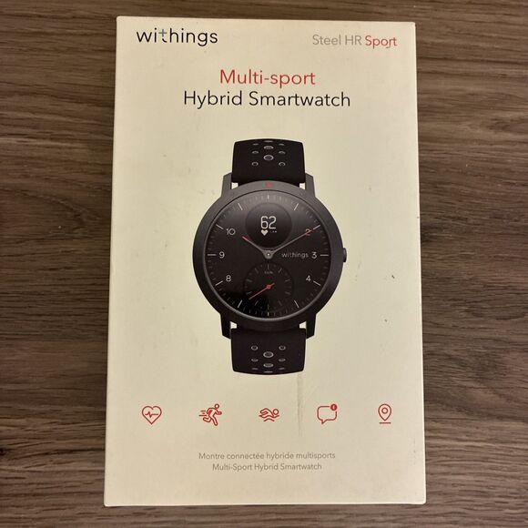 New in box, Withings Steel HR Sport, Multi-Sport Hybrid Smartwatch, Black - Picture 1 of 11